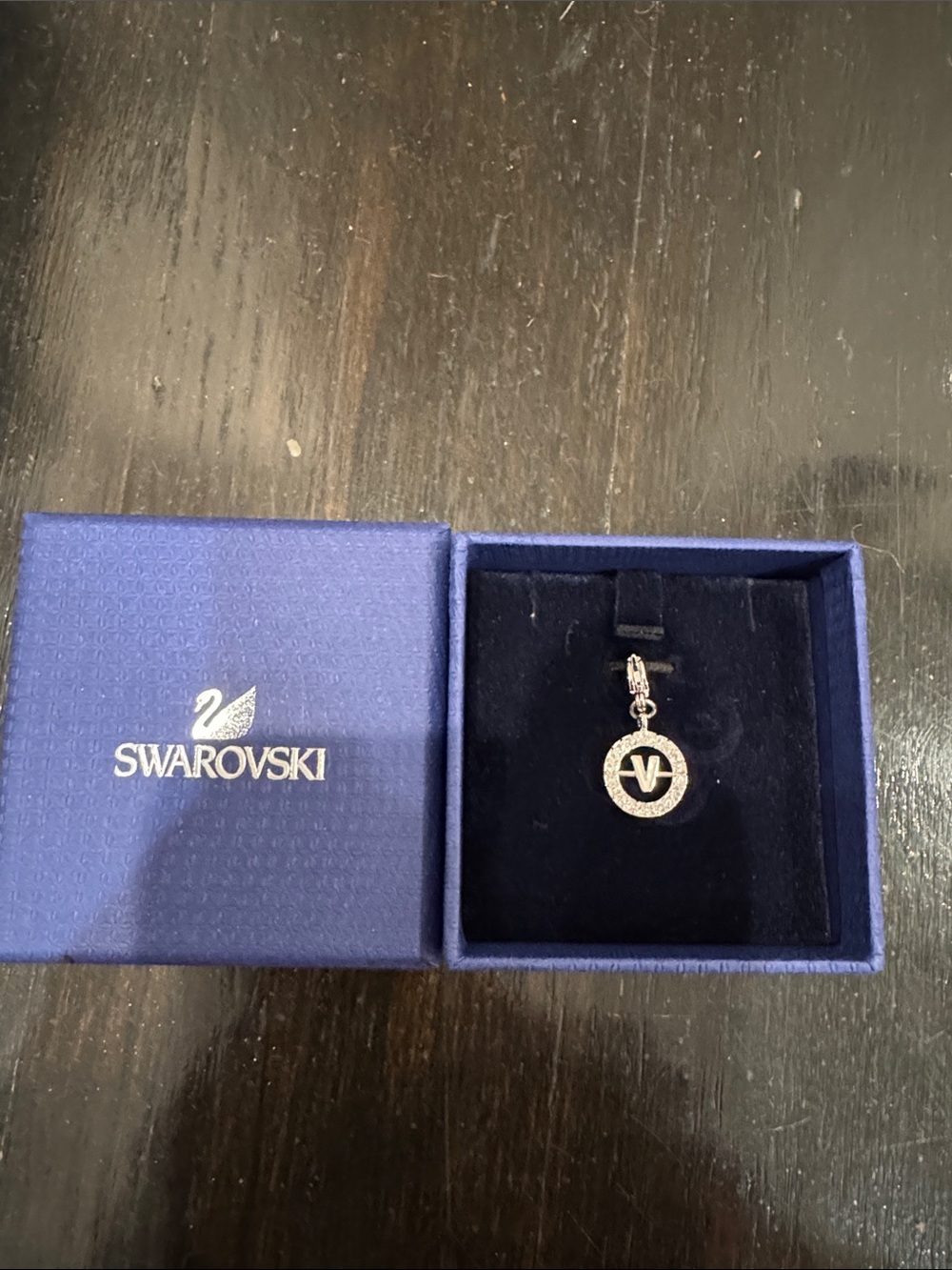 Swarovski Crystal letter charm- V